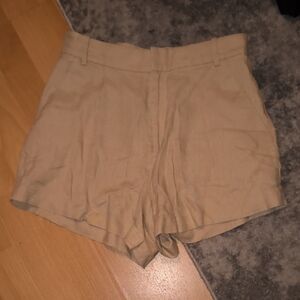 Paris Atlelier | Chic High Waist Women's Linen Shorts in Beige